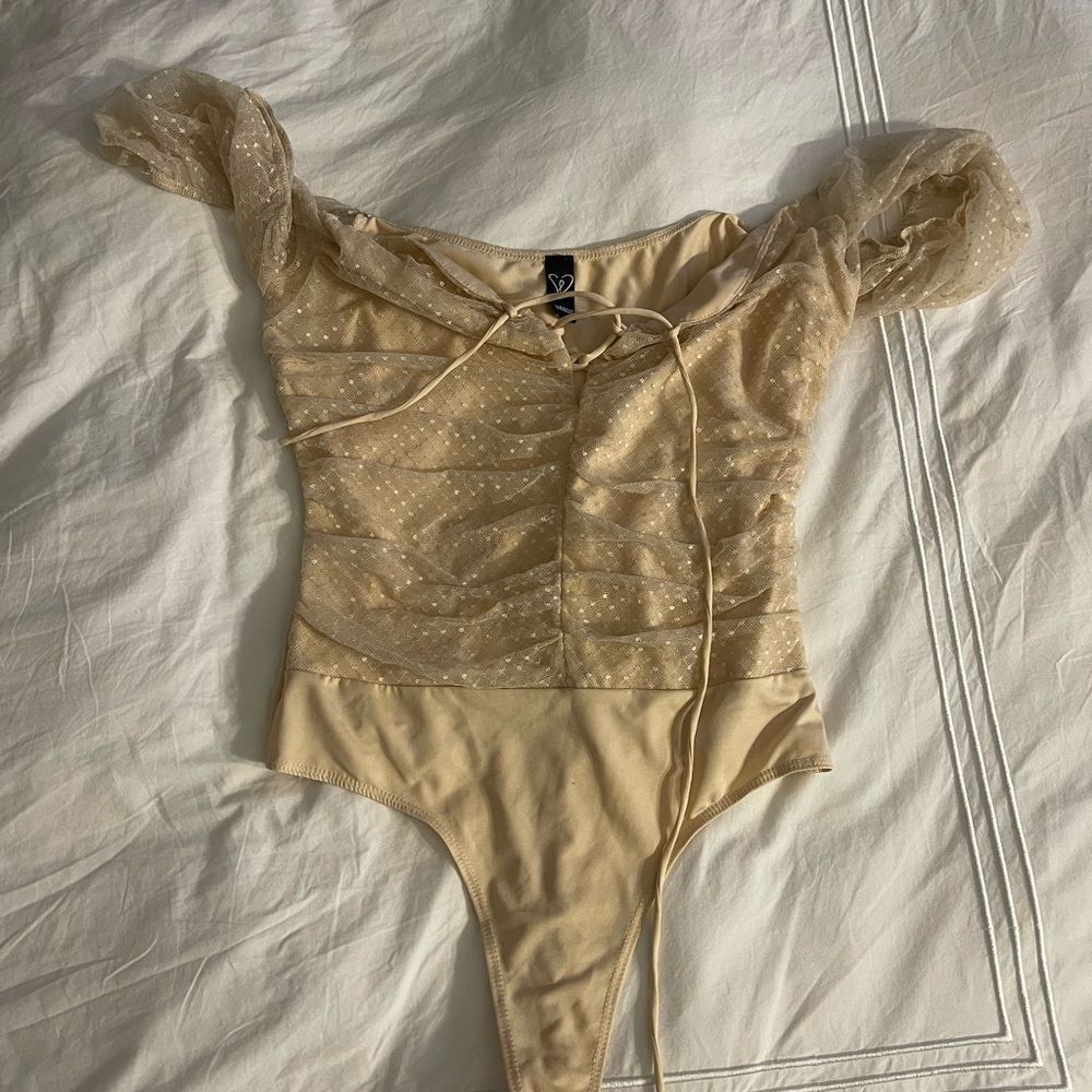 Windsor lace-up bodysuit cream women’s medium